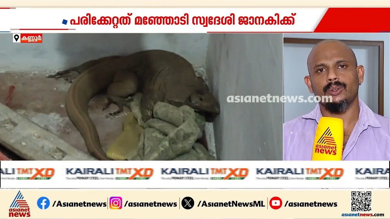 തലശ്ശേരിക്ക് സമീപം ഉടുമ്പ് സീലിങ് തകര്‍ത്ത് ദേഹത്ത് വീണ് വയോധികയ്ക്ക് പരിക്ക്