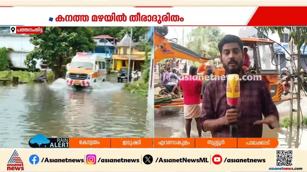 മഴയിൽ നേരിയ ആശ്വാസം; പത്തനംതിട്ടയിൽ മഴ കുറഞ്ഞെങ്കിലും നദികളിലെ ജലനിരപ്പ് കുറയുന്നില്ല