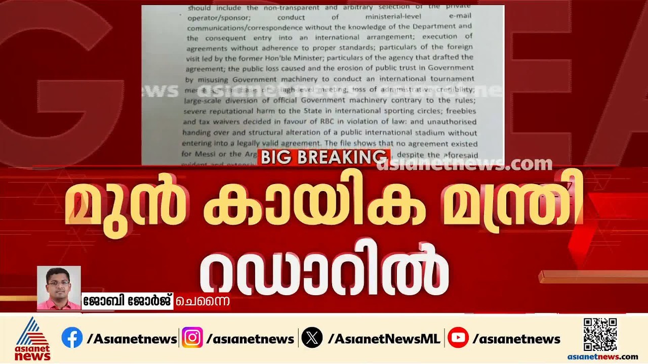 മെസിയെ കാണിച്ച് തട്ടിപ്പ്; മുൻ മന്ത്രി നടപടികൾ പാലിച്ചില്ലെന്ന് റിപ്പോർട്ട്