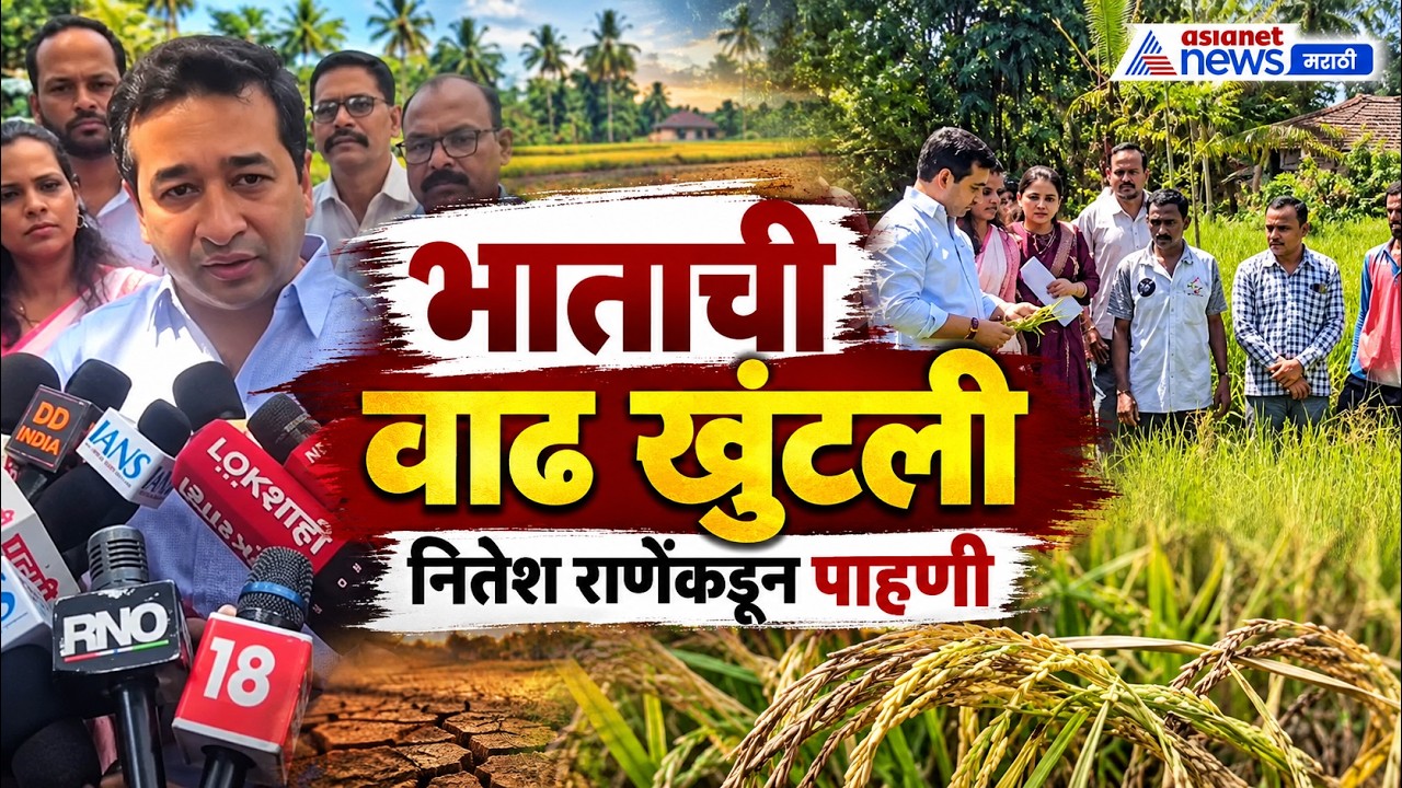 Nitesh Rane: सिंधुदुर्गात भातपिकांची पाहणी | Maharastra Drought