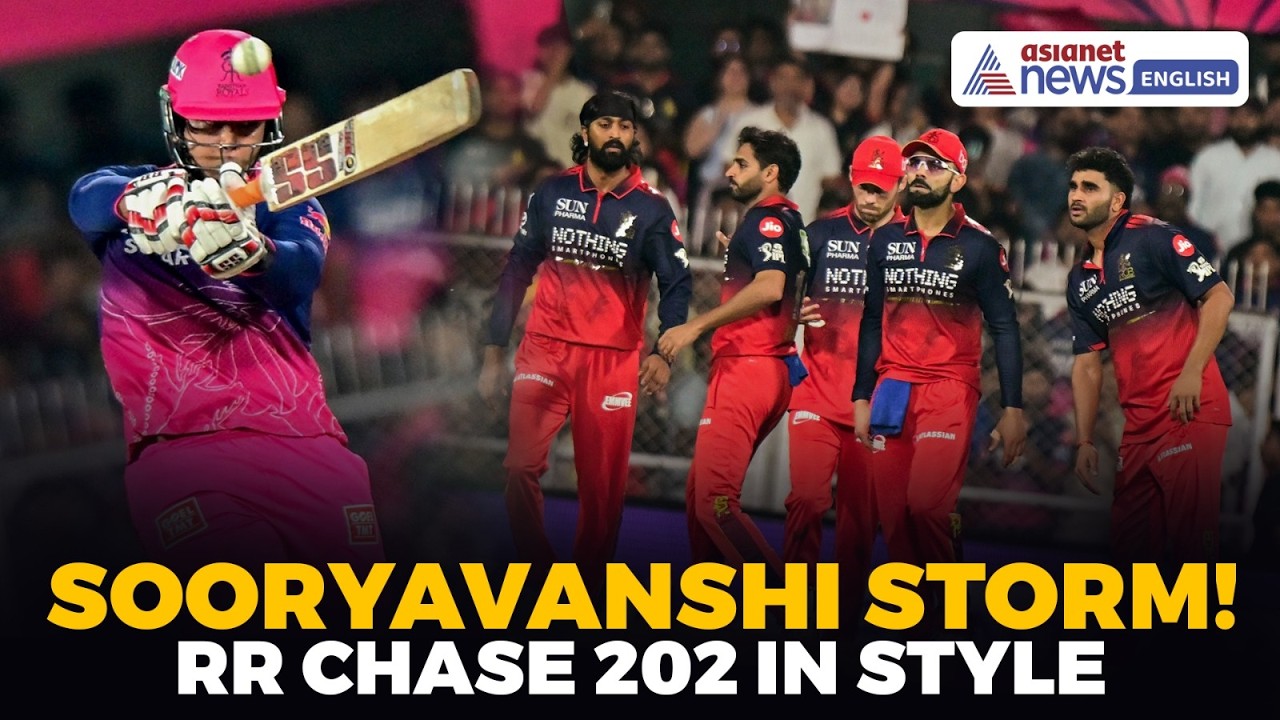 15-Year-Old Vaibhav Sooryavanshi Smashes 78 Off 26 | RR Chase 202 vs RCB in 18 Overs