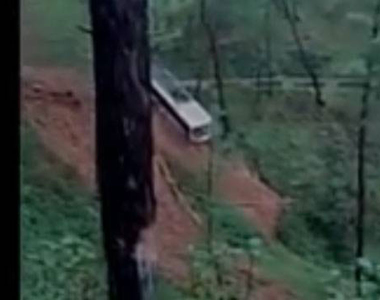 Bus carrying 20 passengers slips into a gorge due to landslide in Bageshwar